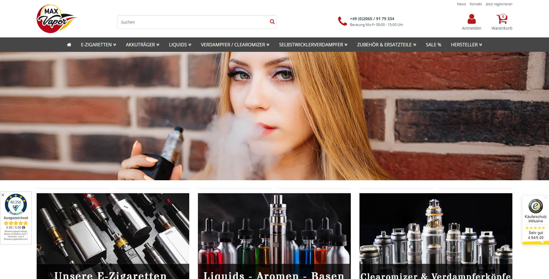 MaxVapor.de – E-Zigarette & Dampfer günstig im Online-Shop kaufen