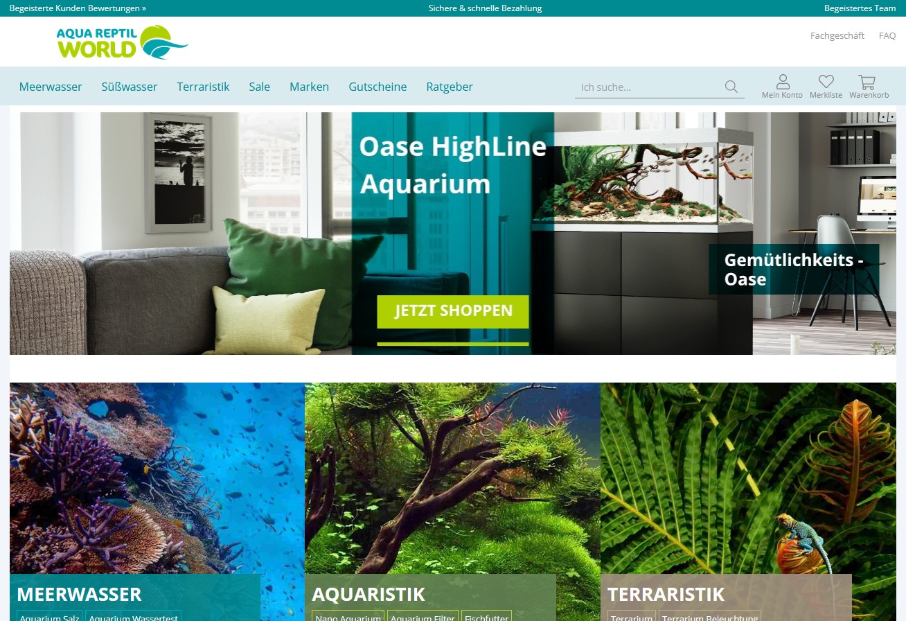 Screenshot Startseite Aqua Reptil World