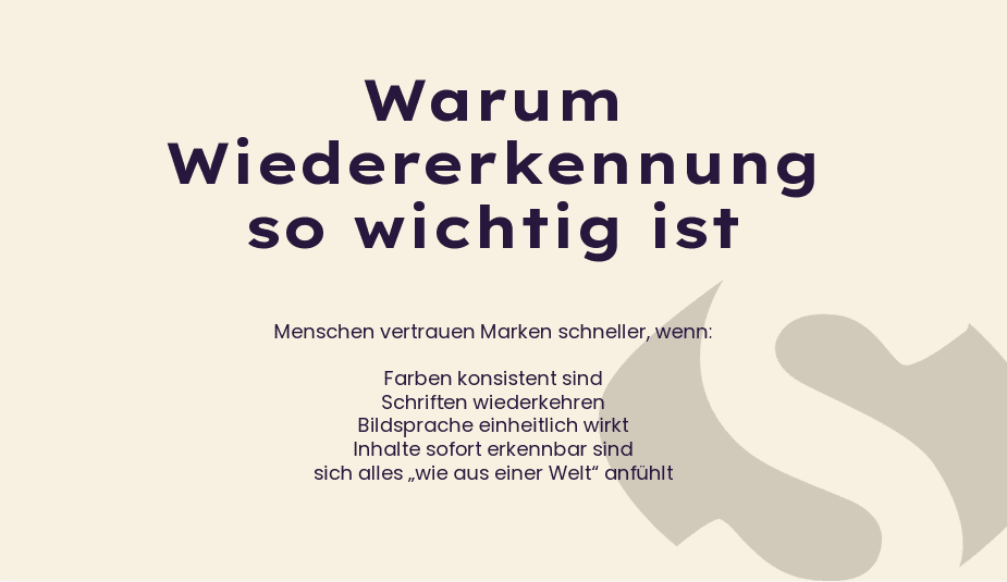 Workshop-Grafik von socialsun mit dem Titel „Warum Wiedererkennung so wichtig ist".
