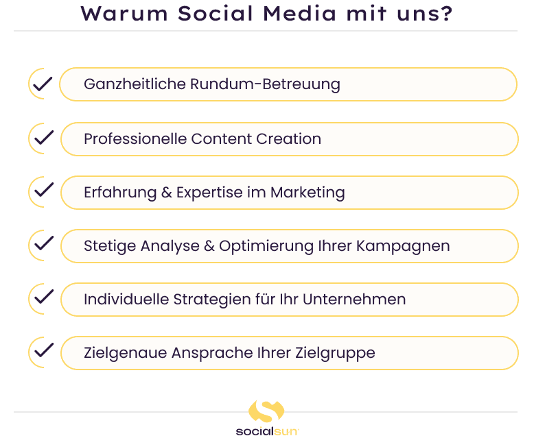Infografik mit Gründen für die Arbeit mit socialsun