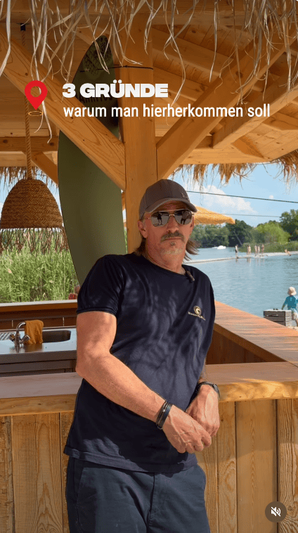 Screenshot eines Wasserski-Reels mit dem Betreiber